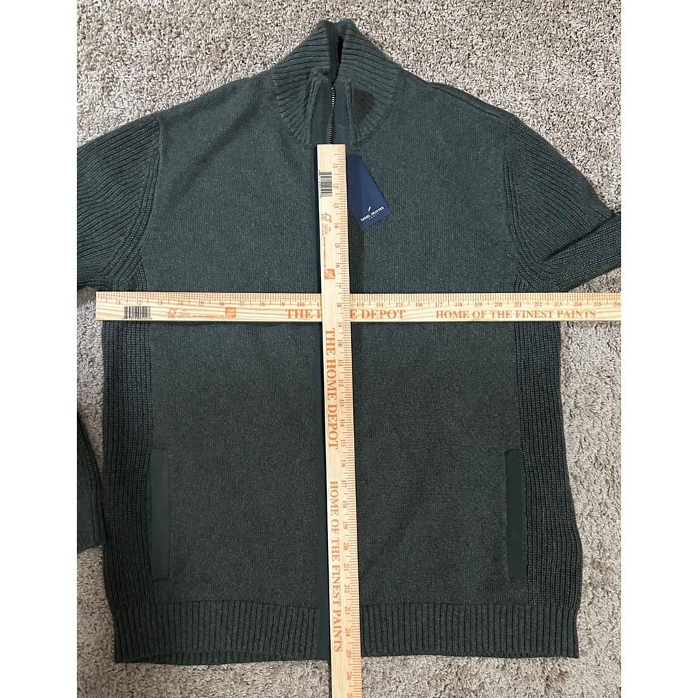 NWT DANIEL HECHTER Paris Men's Full Zip Knit Sweater Dark Green XXL Cotton Blend - Picture 8 of 14
